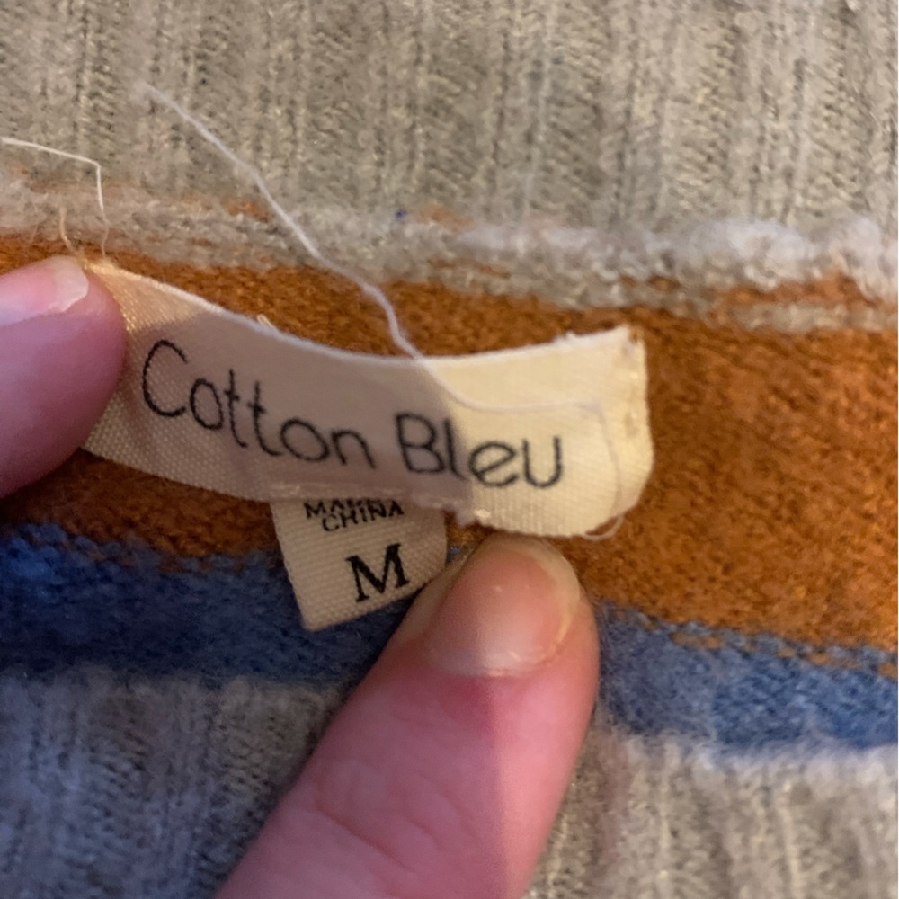 Blue, Tan, Grey Striped Sweater